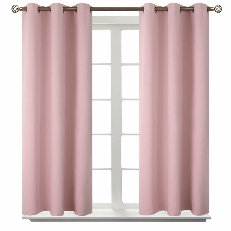 BGment Room Darkening Curtains 63 Inches Long - Grommet Thermal Insulated Drapes Window Treatment Curtains for Bedroom, 2 Panels, 52 x 63 Inch, Baby Pink - Image 1
